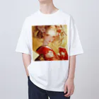 AQUAMETAVERSEの金の光に輝く赤い姫 Marsa 106 Oversized T-Shirt