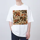 Qten369の石器時代のマンモス オーバーサイズTシャツ