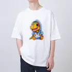 Vasetti_pressの青パーカーを着たティラノサウルス Oversized T-Shirt