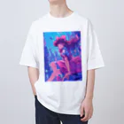 シロクマペンギンの昭和レトロアニメ風近未来ガール Oversized T-Shirt