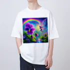 かるるんショップのアヤメと虹と妖精と Oversized T-Shirt