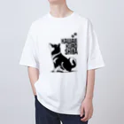 黒柴まろと茶柴たろのかわいい黒柴：マテ Oversized T-Shirt