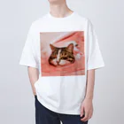 yume-neko-houseのとろける猫 オーバーサイズTシャツ