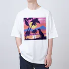 るんるんshopの夕日と犬 オーバーサイズTシャツ