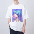 World_Teesのバブルガムを噛むアニメガール 日本の美学 アニメオタク オーバーサイズTシャツ