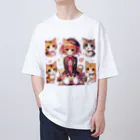 ウツボちゃんの大好きな猫に囲まれて オーバーサイズTシャツ