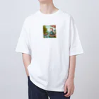 yu-chan3のほのぼの猫と鯉 Oversized T-Shirt