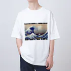 ArtBloomClothingの【NO ART, NO LIFE】葛飾北斎 「富嶽三十六景 神奈川沖浪裏」color Oversized T-Shirt