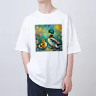 momoart8888のカルガモファミリー🦆🩷 オーバーサイズTシャツ