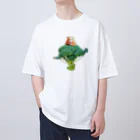 ハムスターが主なS.Hのハムスターオンブロッコリー Oversized T-Shirt