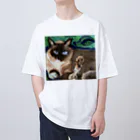 青い猫の青葉 Oversized T-Shirt