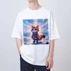 ビビりな番犬くんのふわふわフレンズ！にゃんこ オーバーサイズTシャツ