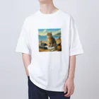 peace2024の海辺の仕事猫 Oversized T-Shirt