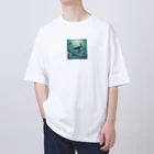 海の幸のウミガメと水流 オーバーサイズTシャツ
