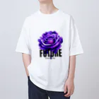 Future Starry Skyの紫色の薔薇 オーバーサイズTシャツ