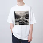 aircooled3の白黒ワーゲン大行列 オーバーサイズTシャツ