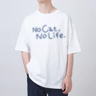 TomoshibiのNo Cat, No Life. ブルーロゴ オーバーサイズTシャツ