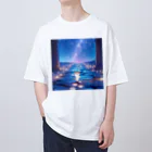 ３月ドラゴンの夜の散歩子猫 Oversized T-Shirt