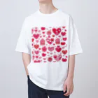 オンラインショップイエローリーフのハート　ピンク　赤　可愛い　ケーキ オーバーサイズTシャツ