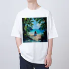 AQUAMETAVERSEのプライベートビーチでバカンス　Tomoe bb 2712 オーバーサイズTシャツ