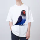 まめるりはことりのボタンインコ　おすましコバルトブルー【まめるりはことり】 オーバーサイズTシャツ