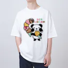 イラスト MONYAAT のCT54ズレぱんだちゃん　アイスを食べよう_bs オーバーサイズTシャツ