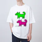 柴犬しばわんこhana873のしばいぬさんたち(ピンクと黄緑)柴犬さんたち Oversized T-Shirt