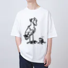 Cɐkeccooのハシビロコウとサカナ オーバーサイズTシャツ