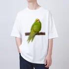 街のいろどりのキガシラアオハシインコ(前面プリント) オーバーサイズTシャツ