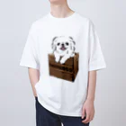 犬グッズの店しえるぶるーの箱入りペキニーズ(ホワイト) オーバーサイズTシャツ