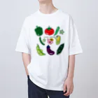 Draw freelyの夏野菜とぶたくん Oversized T-Shirt