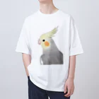 まめるりはことりの見つめるオカメインコちゃん【まめるりはことり】 オーバーサイズTシャツ