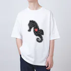 生物＝ケモノのヲ店の『tiles』Sea horse Oversized T-Shirt