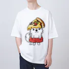 イラスト MONYAAT のPIZZAゲットした　ポメラニアン オーバーサイズTシャツ