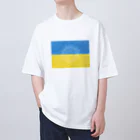 サトオのひまわり白 ウクライナ国旗 クレヨン オーバーサイズTシャツ