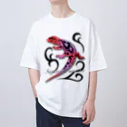 箱庭金魚❀暁姫のトライバル サバンナモニター 赤系 Oversized T-Shirt