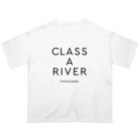 多摩川グッズストア SUZURI店のCLASS A RIVER［TAMAGAWA］ブラック Oversized T-Shirt