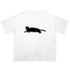 小鳥と映画館の横たわる黒猫ちゃん オーバーサイズTシャツ