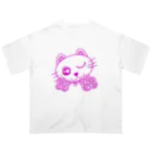 ReShellyのピンク/ネコ/肉球 オーバーサイズTシャツ