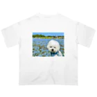 ☁️せとくん(陰キャ)☁️のビションフリーゼのセトくん　お花畑 オーバーサイズTシャツ