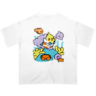 Cody the Lovebirdの（両面）オカメインコと海のお友達 & 南の島で夏休み Chubby Bird オーバーサイズTシャツ