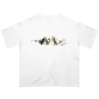  藤ねこりえ/ 𝙁𝙐𝙅𝙄𝙣𝙚𝙘𝙤𝙧𝙞𝙚の犬猫綱引き　チーム猫 Oversized T-Shirt