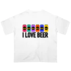 保護猫支援ショップ・パール女将のお宿のI LOVE BEER Oversized T-Shirt