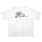 パグ PUG ぱぐ  OHMAI GALLERYのパグ一筆書Tシャツ Oversized T-Shirt