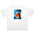 HARUNA AOKIのしゃぼんぼん・朝焼けのオレンジニット Oversized T-Shirt