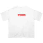 tom-pigeonの(スモールロゴ)極度スライドWHITE-RED オーバーサイズTシャツ