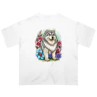 znbmsrrの花アラスカの子犬。 愛犬家のためのキュートなデザイン。 オーバーサイズTシャツ