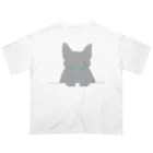 cuchito cuchitoのひょっこり顔出し猫　グレー オーバーサイズTシャツ