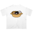 BADCAT GOODS SHOPの鍋ねこトリオ オーバーサイズTシャツ