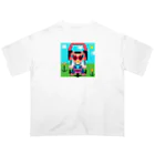 Ruru's worldの01ドット絵　ruruちゃん/三輪車でお散歩　 オーバーサイズTシャツ